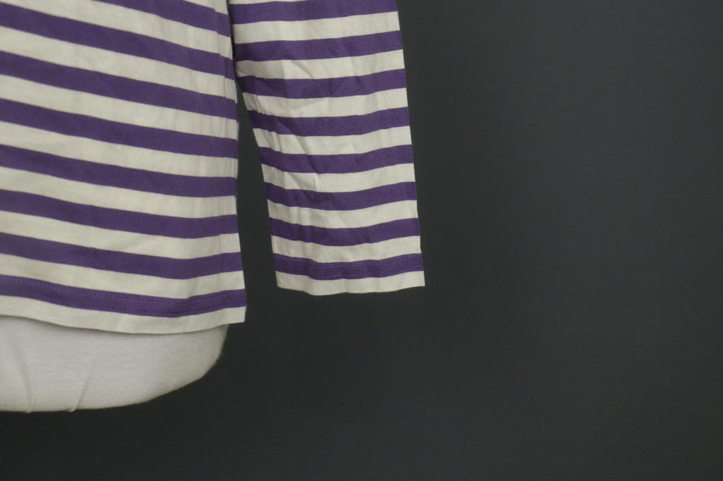 GUDRUN SJODEN Purple White Striped 100% Cotton Long Sleeve Blouse Top – Size M