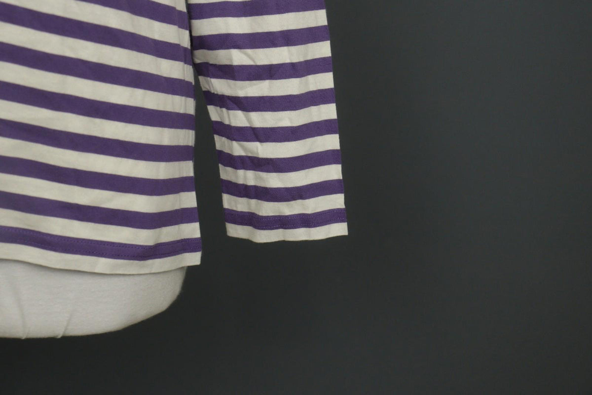 GUDRUN SJODEN Purple White Striped 100% Cotton Long Sleeve Blouse Top – Size M