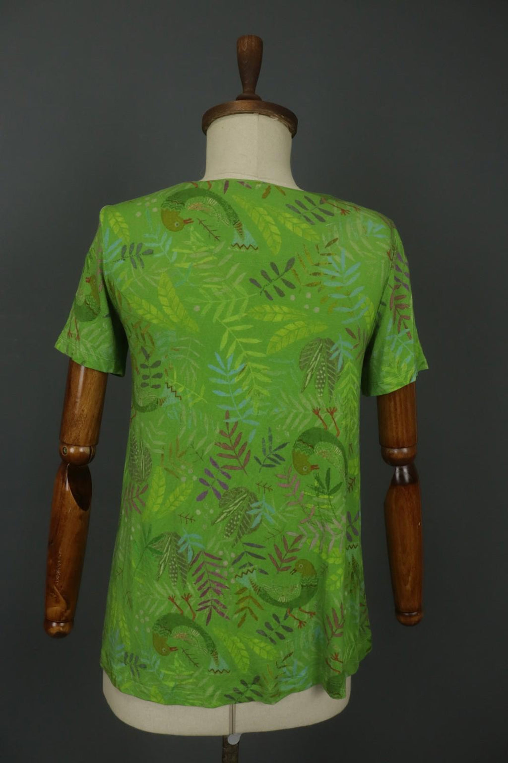GUDRUN SJODEN Green Geometric Long Sleeve Round Neck Pullover Blouse Top – Size S