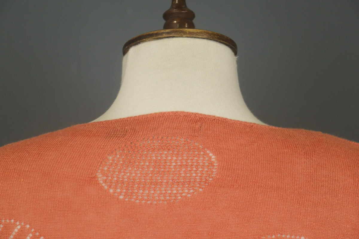 GUDRUN SJODEN Orange Linen Long Sleeve Round Neck Pullover Shift Dress – Size M