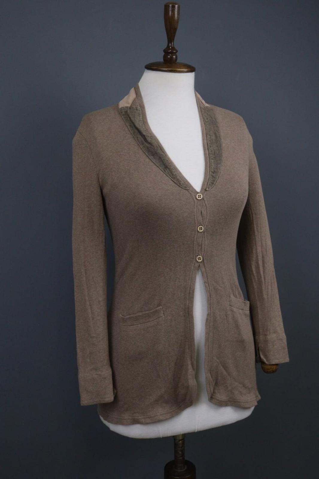 FABIANA FILIPPI Brown Shawl Collar Long Sleeve 3-Button Front Cardigan Sweater