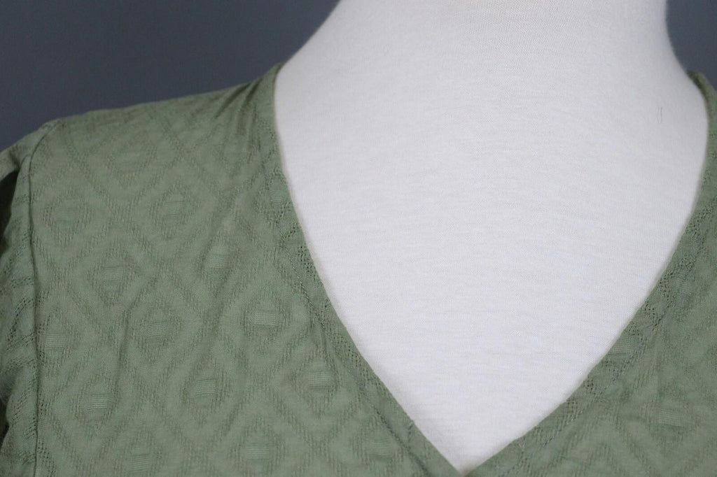 GUDRUN SJODEN Green 3/4 Sleeve Button Front Shirt Dress