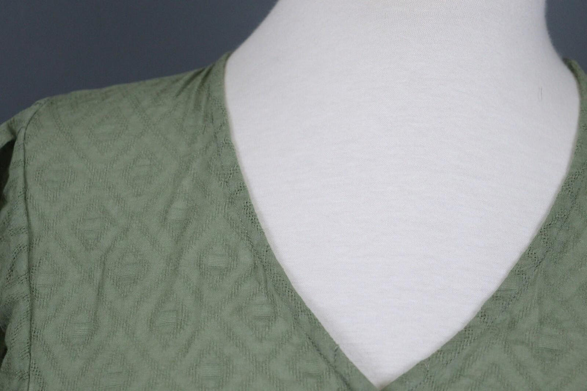 GUDRUN SJODEN Green 3/4 Sleeve Button Front Shirt Dress