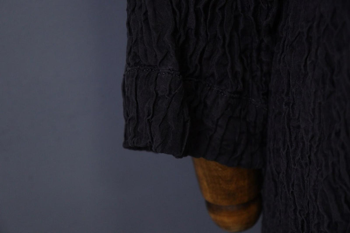 GRIZAS Black Textured Silk Lagenlook Tunic Midi Dress – Size M