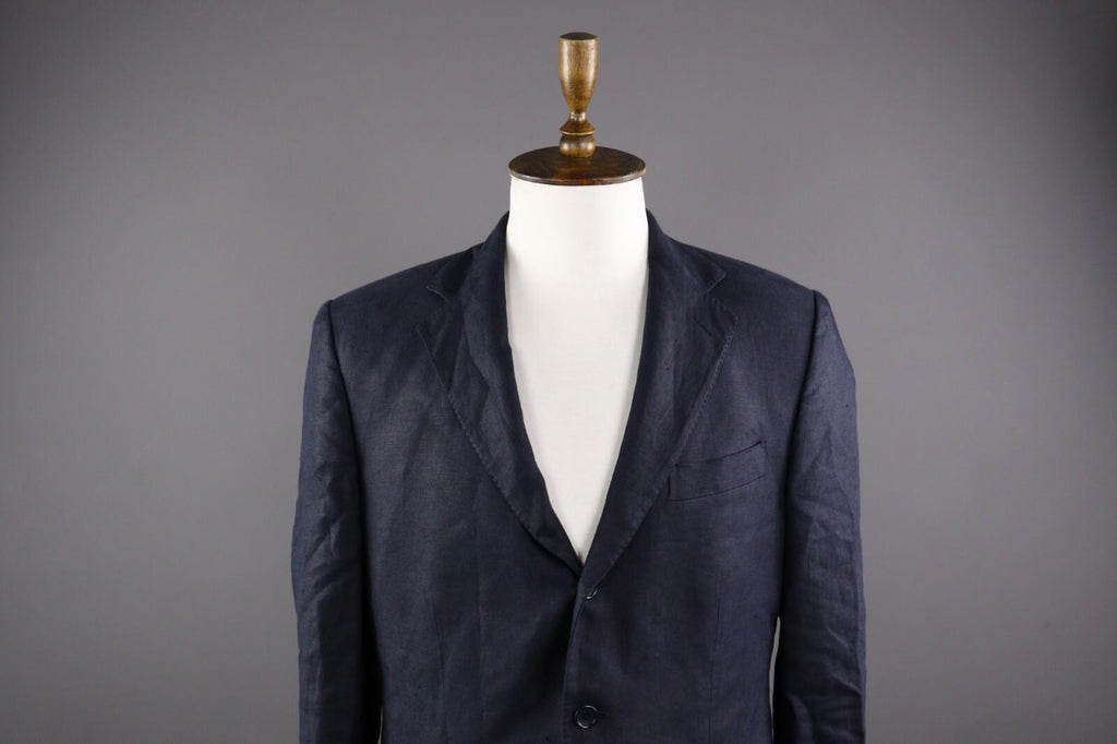 BOGGI MILANO Blue Linen Lighweight 3 Button Blazer Jacket – Size 52