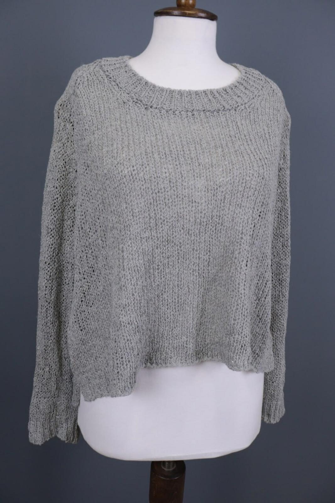 ANNETTE GORTZ Gray Open Knit Hemp Crew Neck Knit Sweater – Size S