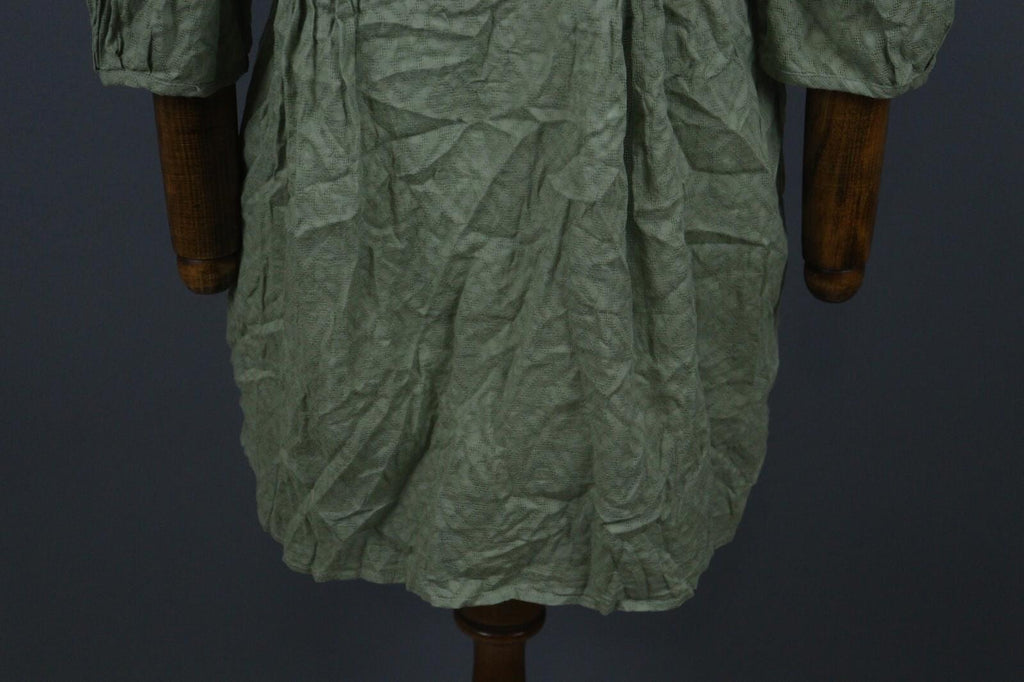 GUDRUN SJODEN Green 3/4 Sleeve Button Front Shirt Dress
