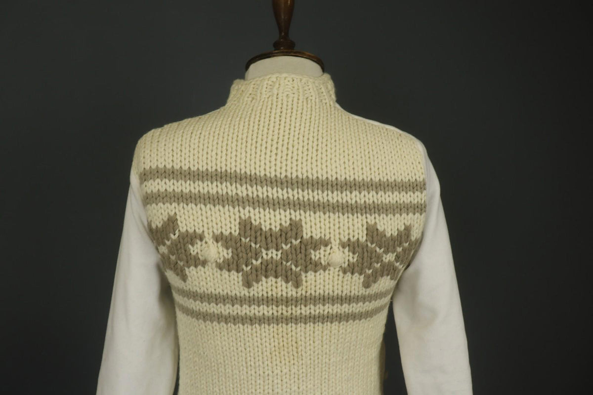 MARITHE FRANCOIS GIRBAUD White Knitted Slim Fit Mock Neck 1/4 Zip Sweater Sz 38