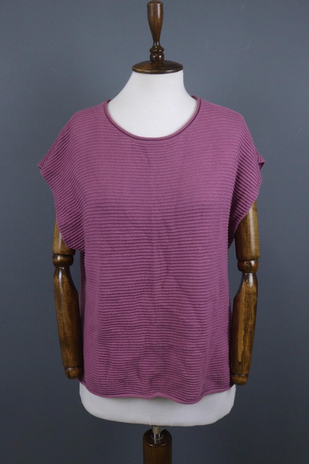 GUDRUN SJODEN Purple Striped Cap Sleeve Stretch Top Blouse – Size M – Used