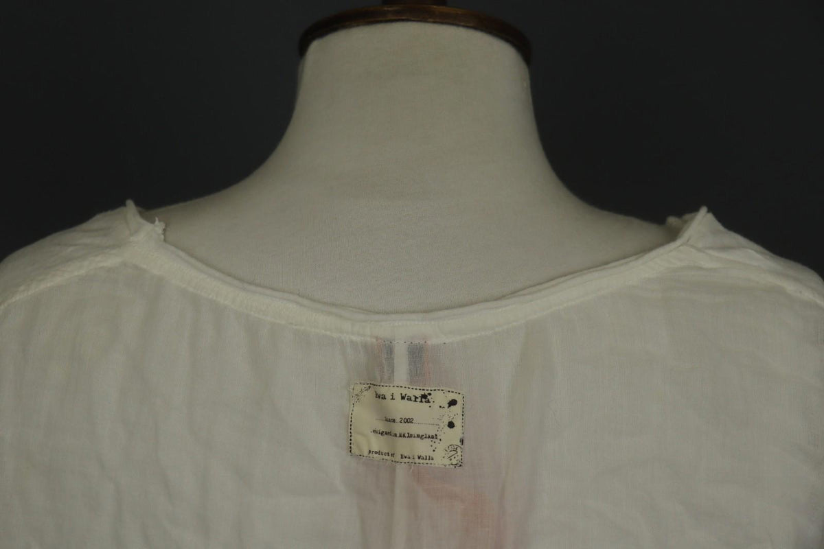 EWA I WALLA White Cotton Round Neck Long Sleeve High Low Blouse Top – Size M