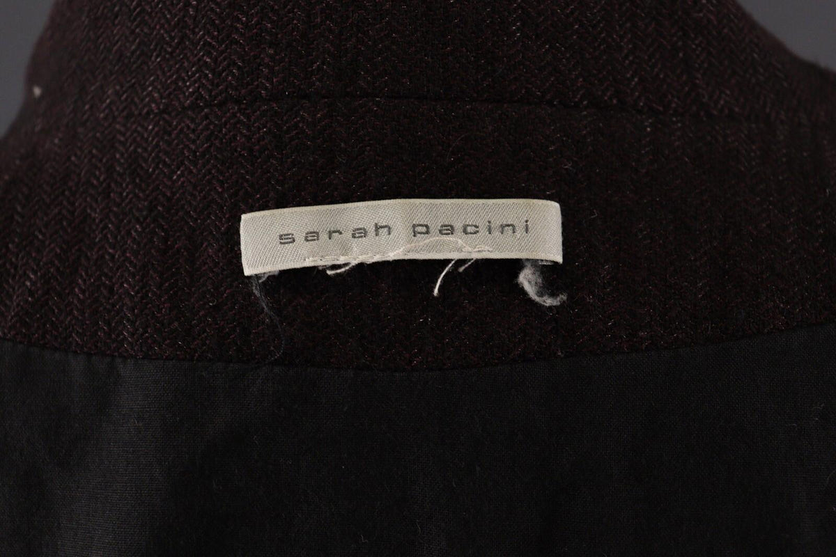SARAH PACINI Brown Double Breasted Tweed Lightweight Jacket – Size M
