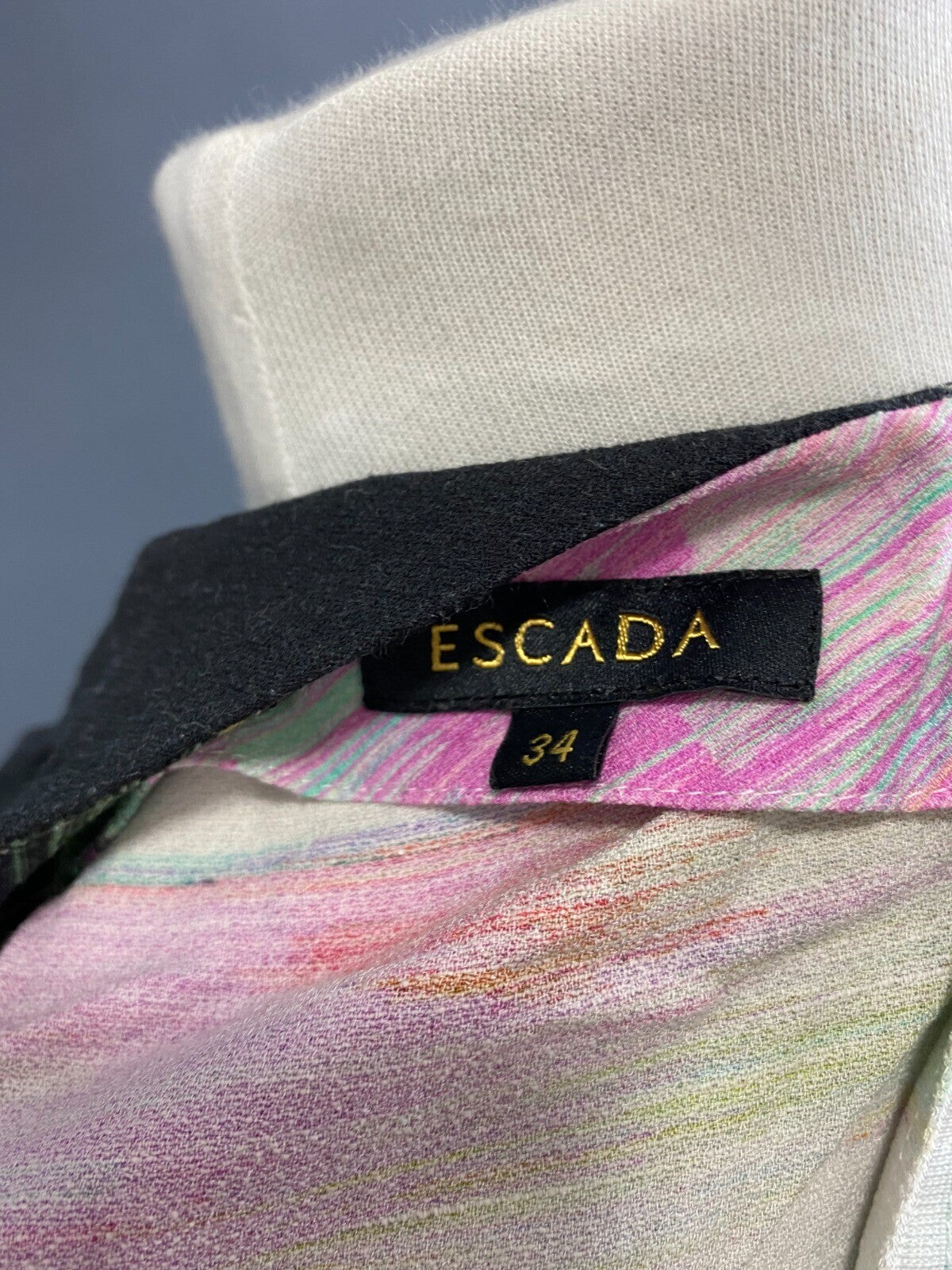 Escada Manresa Multicolor Short Sleeve Bodycon Midi Dress – Size EU 34