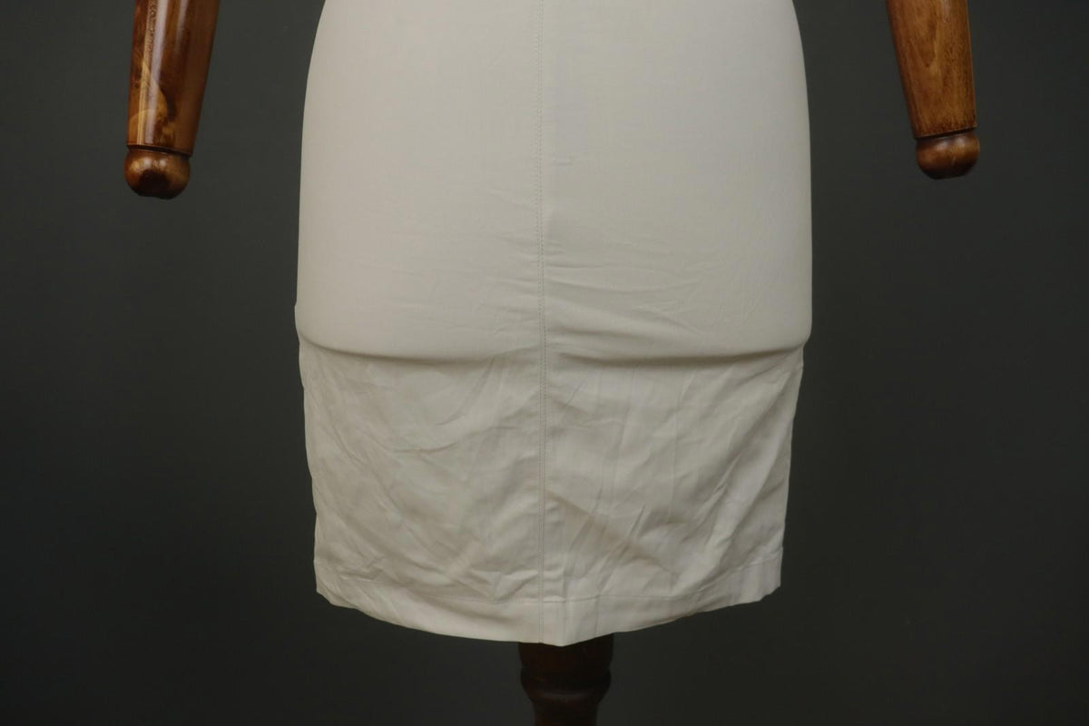 SARAH PACINI White Cotton Sleeveless V-Neck Full Zip Front Bodycon Dress – Size 0