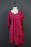 GUDRUN SJODEN Pink Henley 3/4 Sleeve Blouson Shirt Midi Dress – Size L