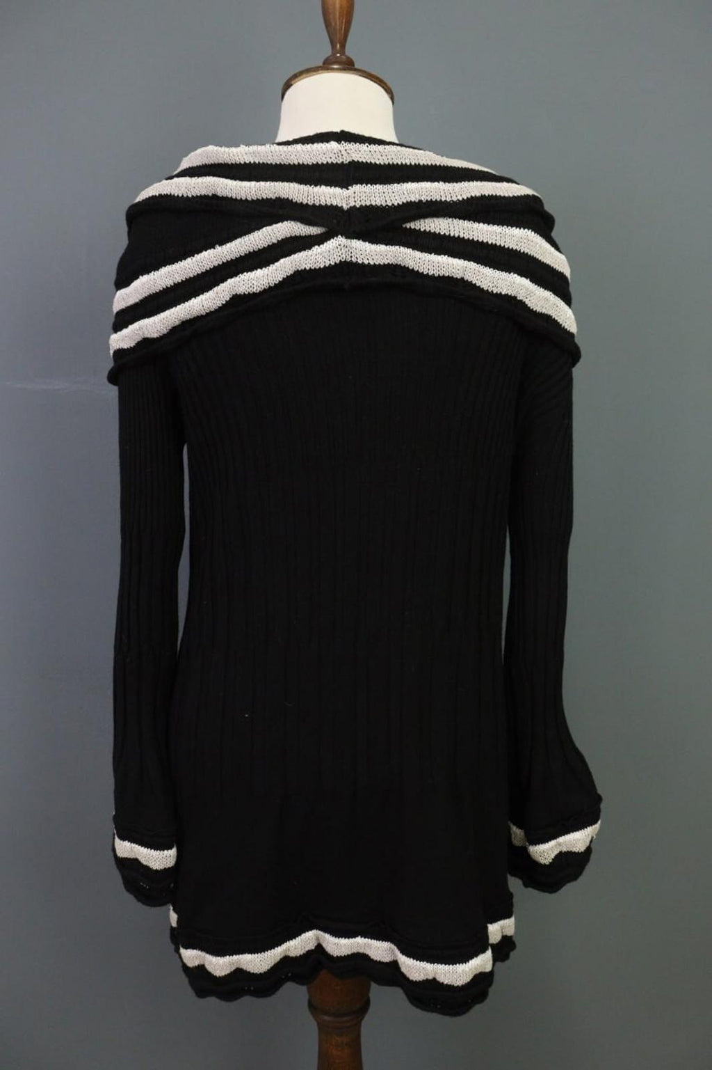 ELISA CAVALETTI Sono Italiano Black Knit A-Line Ultra Long Sleeve Dress