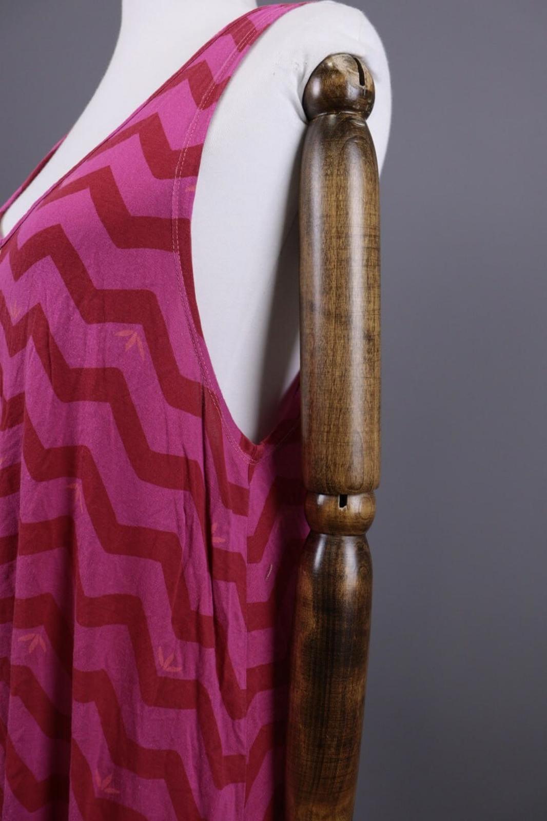 GUDRUN SJODEN Purple Stripe Lagenlook Sleeveless Blouson Midi Dress – Size L