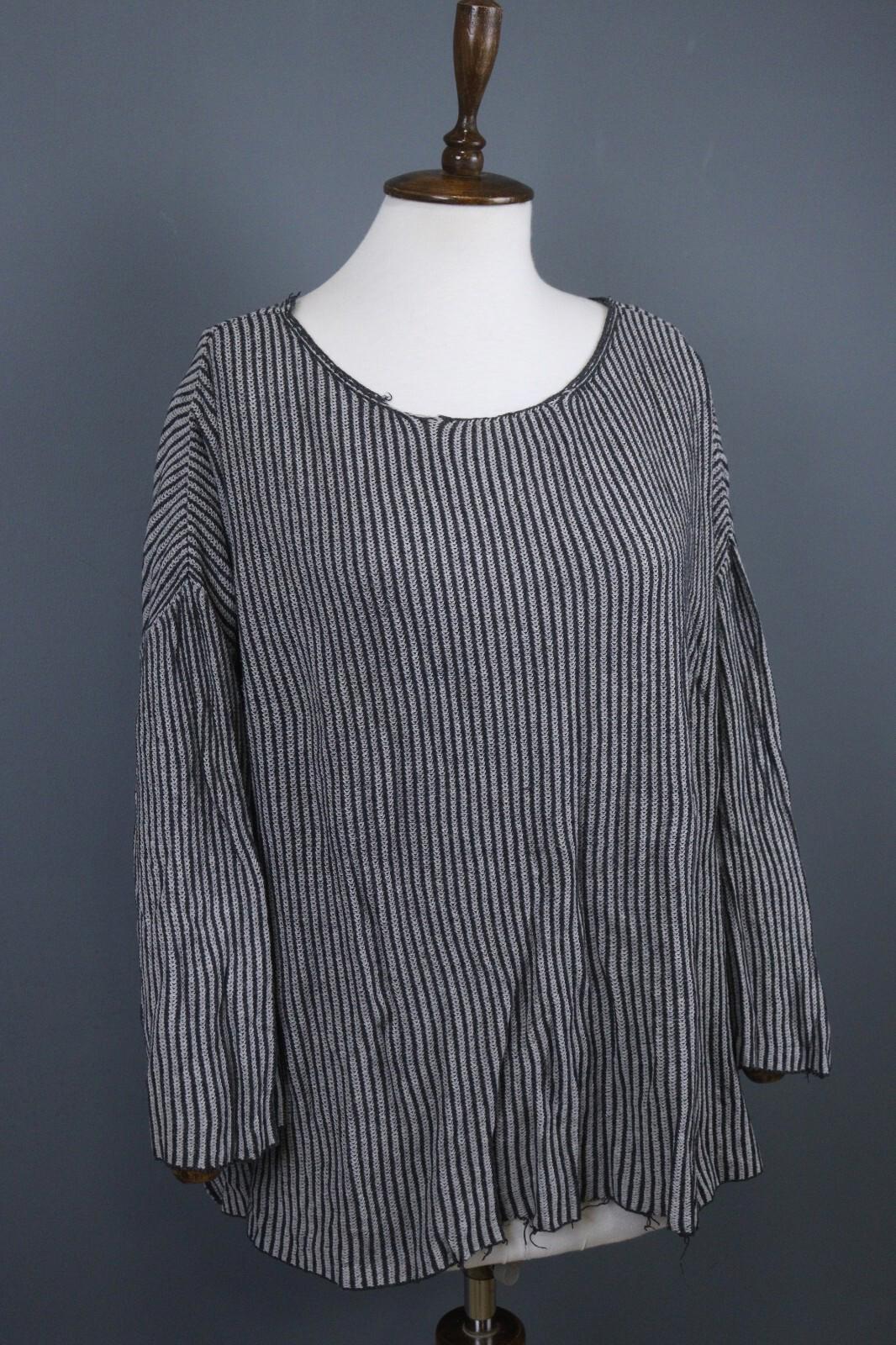 GUDRUN SJODEN Gray Black Striped Long Sleeve Blouse Top – Size S / M