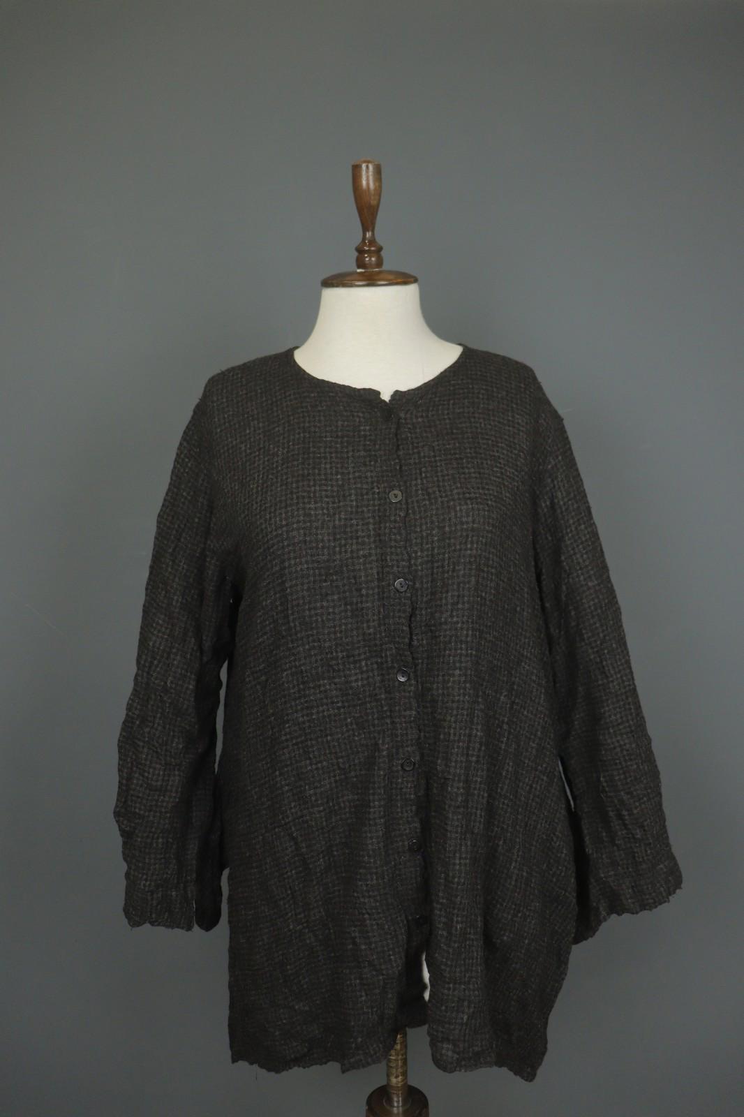 BARBARA LANG PARIS Black Crew Neck Long Sleeve Button Front Shirt Dress – Size M