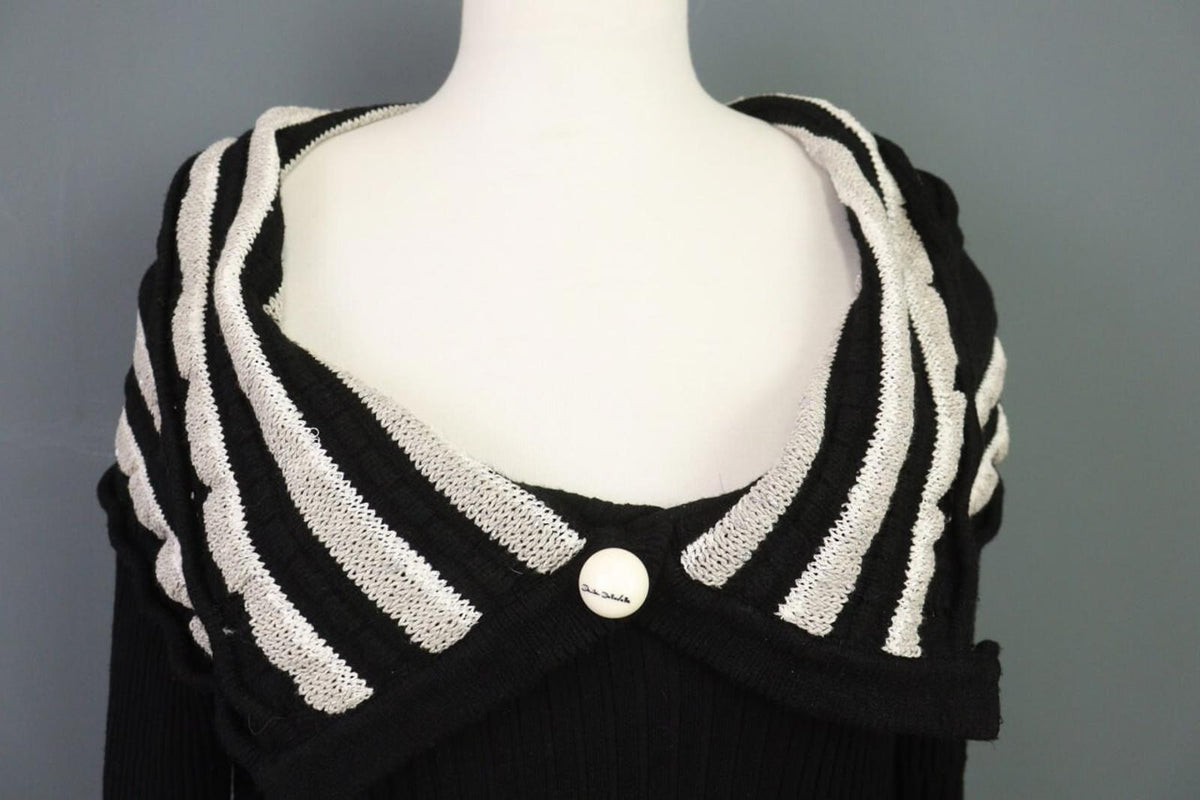 ELISA CAVALETTI Sono Italiano Black Knit A-Line Ultra Long Sleeve Dress