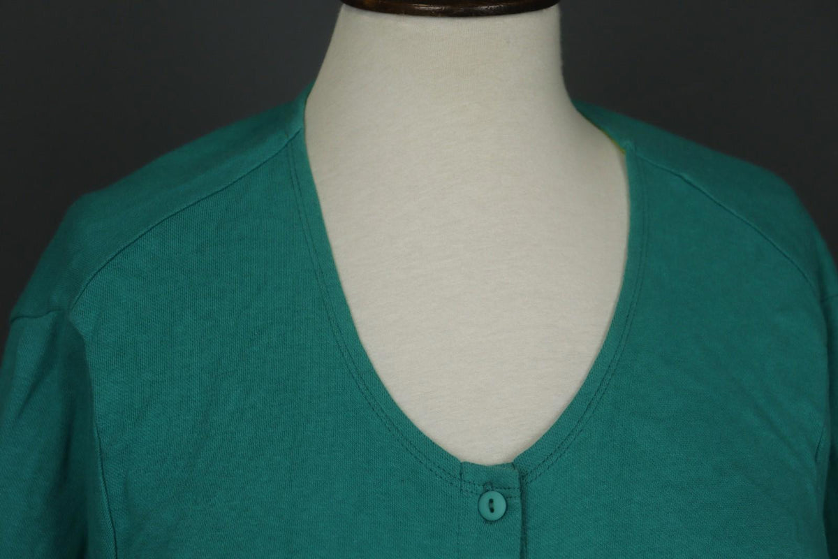 GUDRUN SJODEN Green Cotton Long Sleeve Button Front Cardigan Sweater – Size L