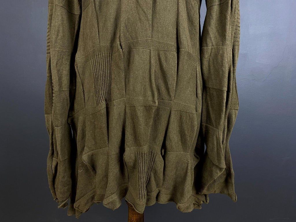 OSKA Khaki Wool Knit Long Sleeve Lagenlook Button Blouson Dress – Size 2
