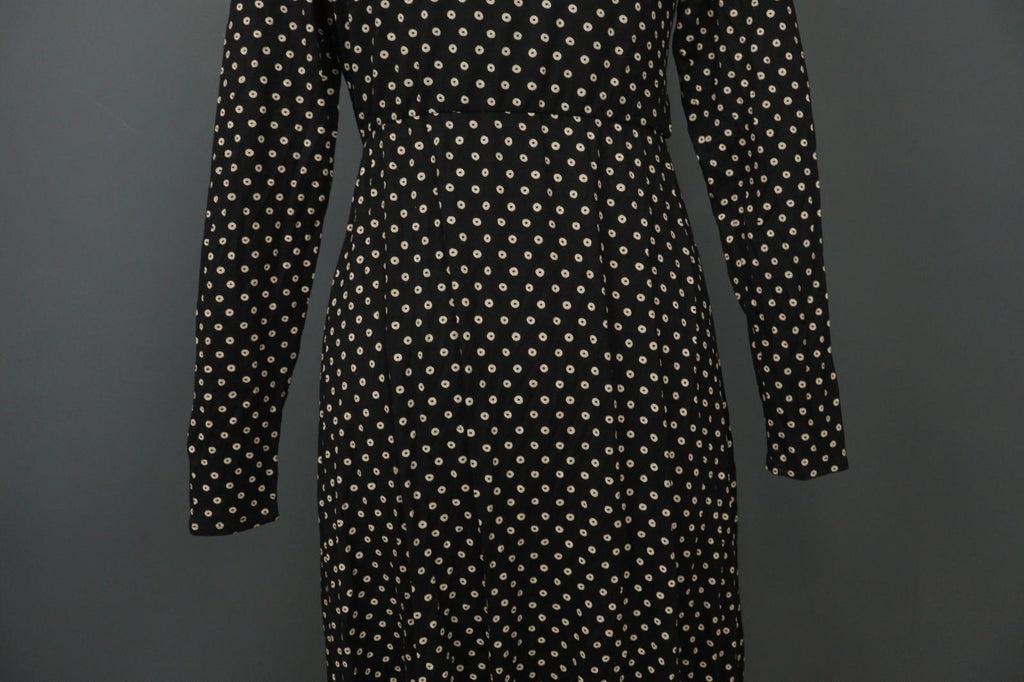 GUDRUN SJODEN Black Polka Dot Modal Long Sleeve Tie Waist Wrap Dress – Size M