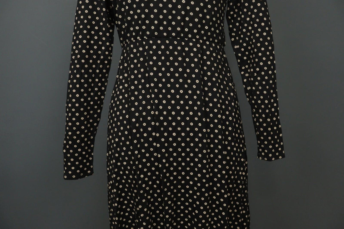 GUDRUN SJODEN Black Polka Dot Modal Long Sleeve Tie Waist Wrap Dress – Size M