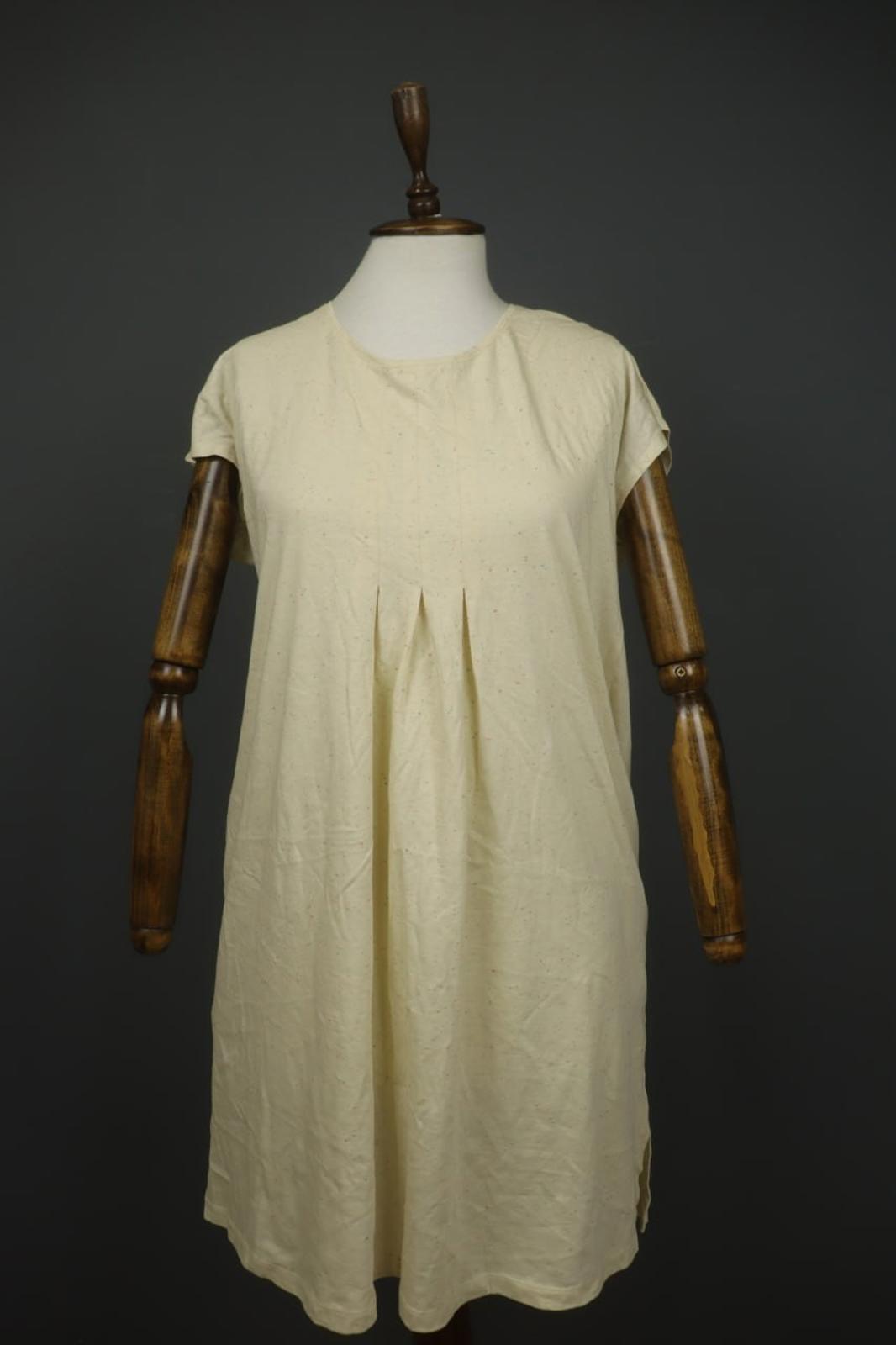GUDRUN SJODEN Multicolor Cotton Pleated Short Sleeve Crew Neck Tank Dress – Size M