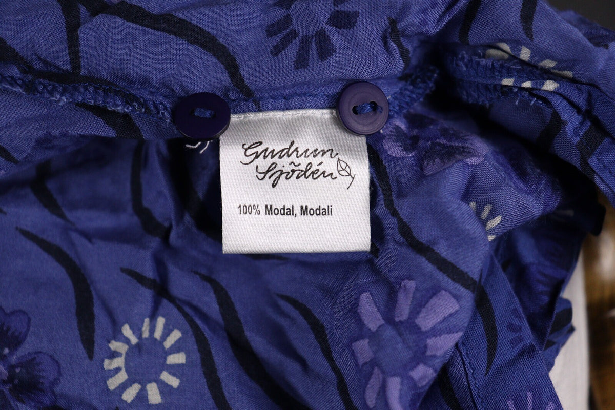 Gudrun Sjode Blue Floral Print Textured Liquid Buttoned Cardigan – Size L