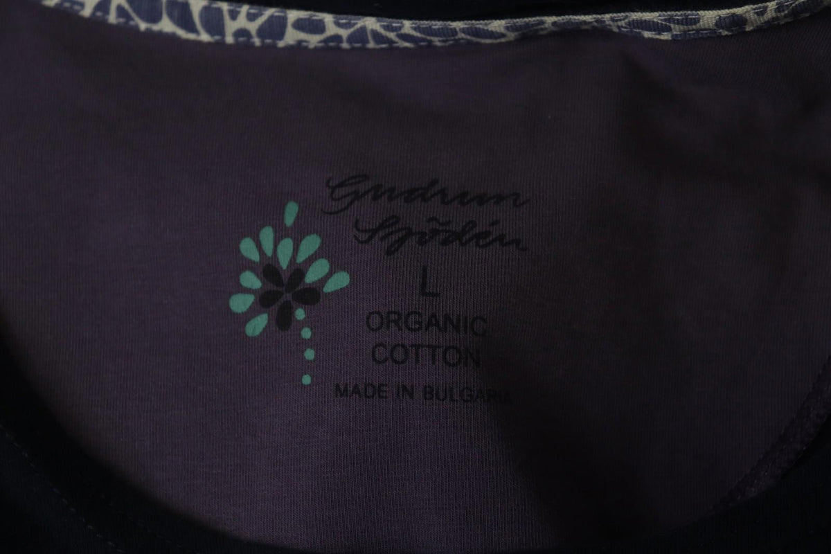 GUDRUN SJODEN Navy Cotton Long Sleeve Round Neck Pullover Blouse Top – Size L