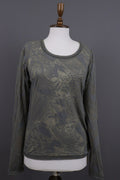 Rundholz Gray Floral Mesh Knit Lightweight Distressed Lagenlook Pullover – Size L