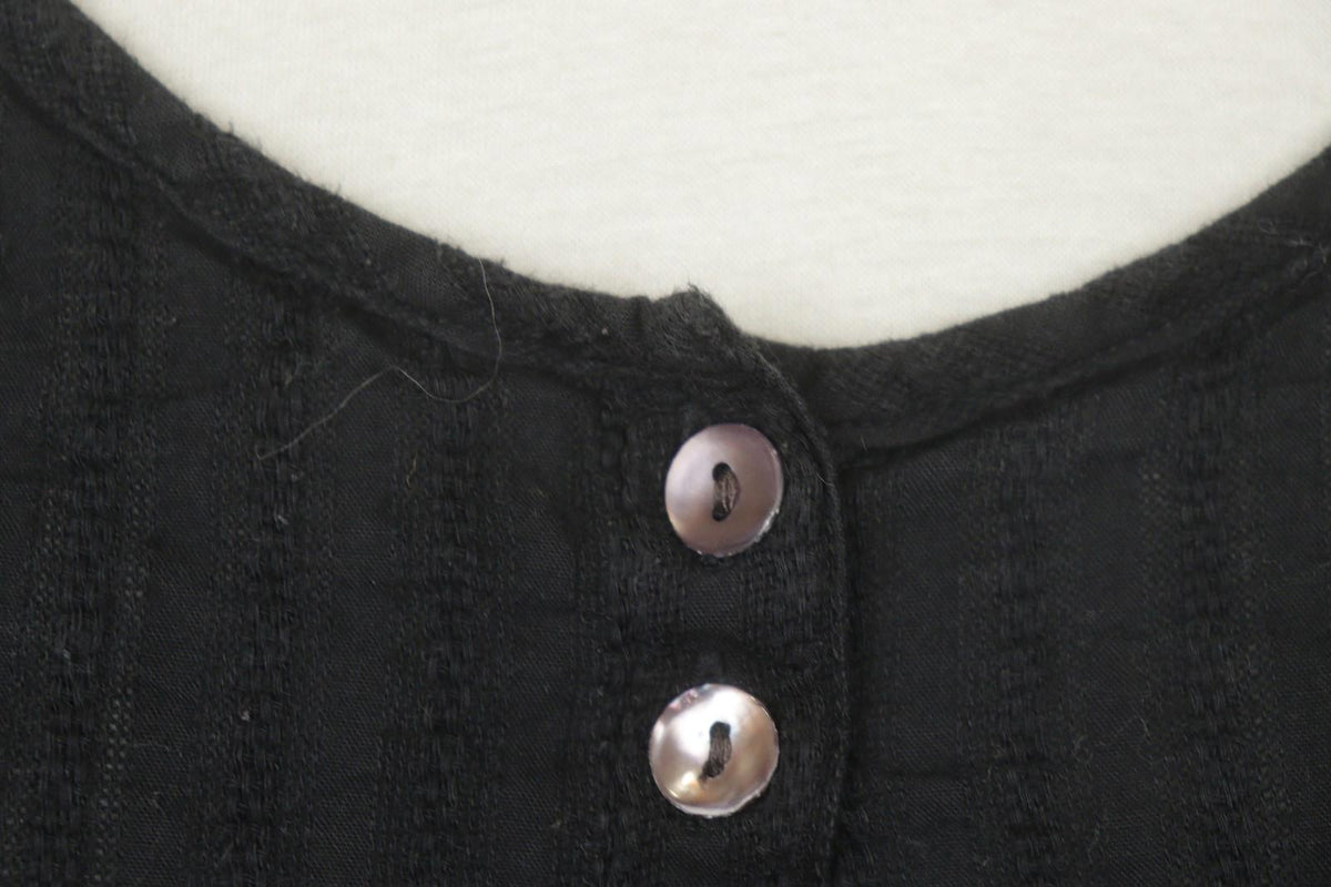 GUDRUN SJODEN Black 100% Cotton Scoop Neck Button Front Shirt Dress – Size XL