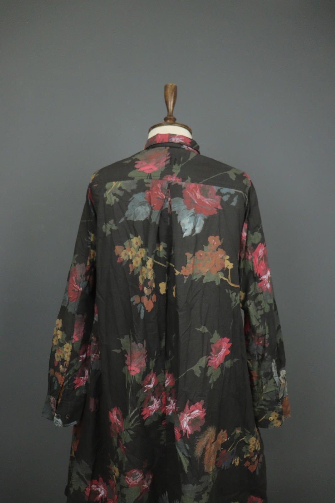 HANNES ROETHER Multi Floral Cotton Long Sleeve Button Front Shirt Dress – Size S