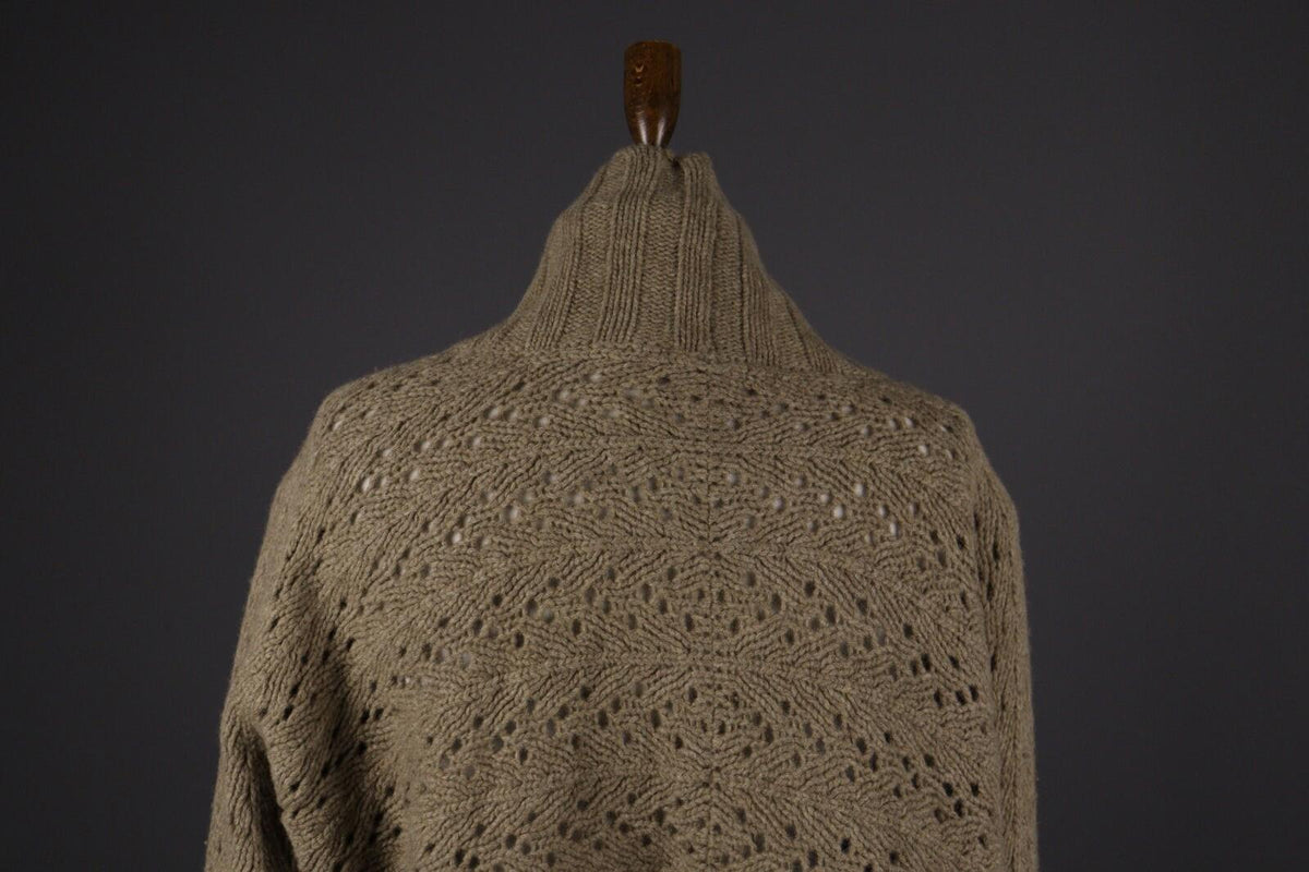 OSKA Brown Wool Knit Long Sleeve Drape Cardigan Sweater – Size 2