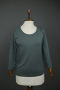 GUDRUN SJODEN Green Lyocell Slim Fit Round Neck Pullover Blouse Top – Size M