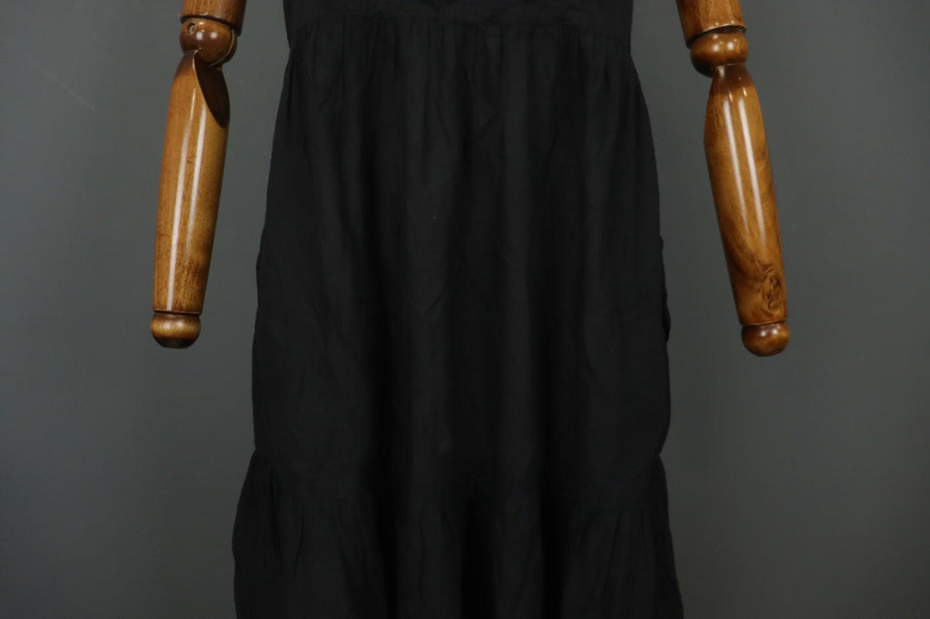 GUDRUN SJODEN Black 100% Cotton Sleeveless Square Neck Backless Tank Dress Sz S