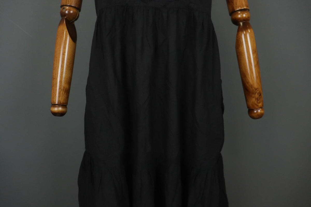 GUDRUN SJODEN Black 100% Cotton Sleeveless Square Neck Backless Tank Dress Sz S