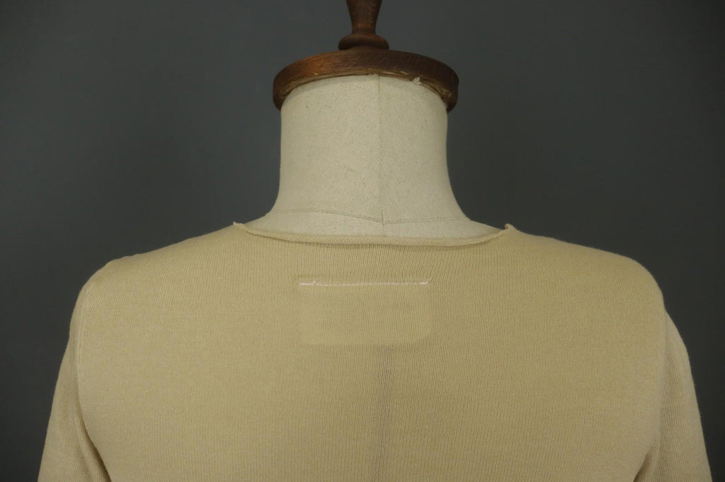 MAISON MARTIN MARGIELA Tan Cotton Knitted Raglan Sleeve Pullover Sweater – Size S – Used