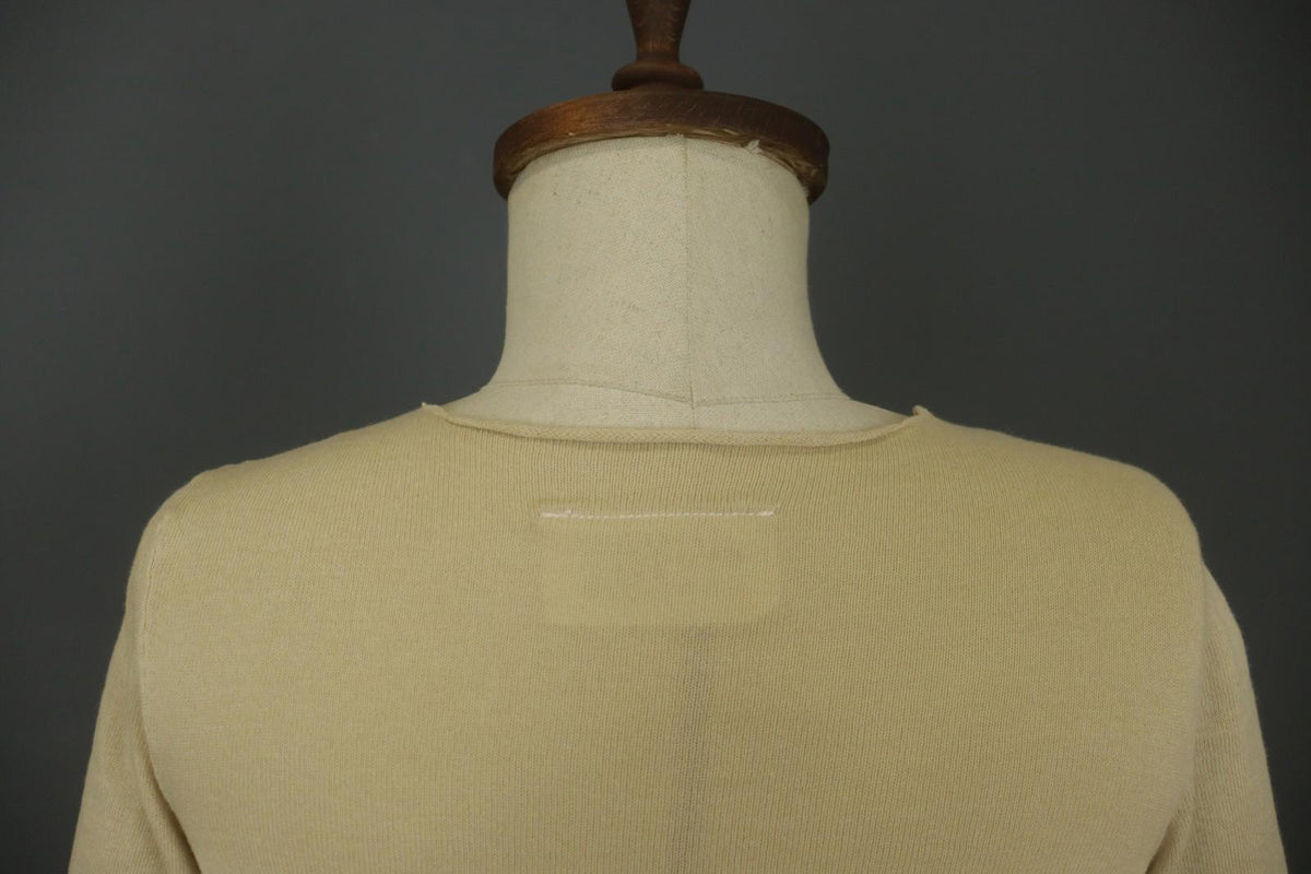 MAISON MARTIN MARGIELA Tan Cotton Knitted Raglan Sleeve Pullover Sweater – Size S – Used