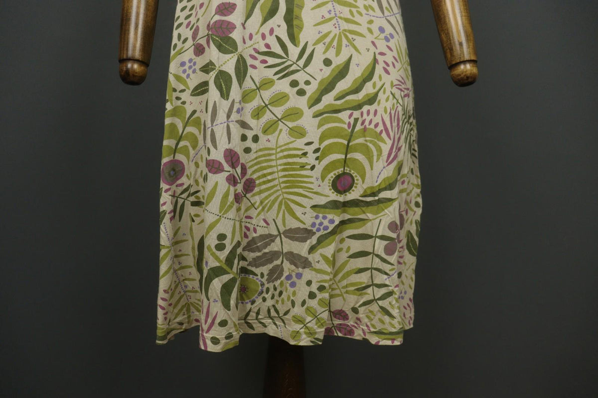 GUDRUN SJODEN Multicolor Leaf Print Short Sleeve Square Neck Sheath Dress – Size M