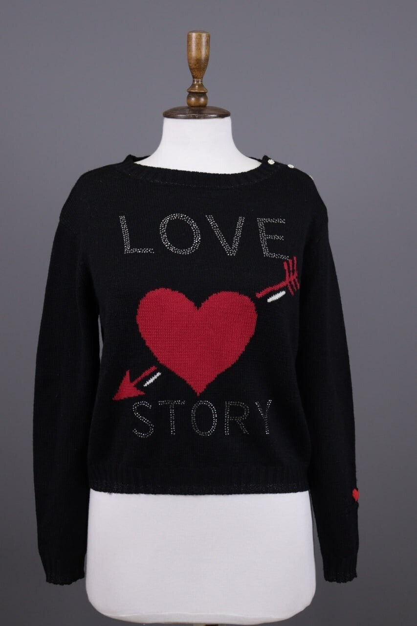 Princess Goes Hollywood Black Love Story Cashmere Knit Sweater – Size 36