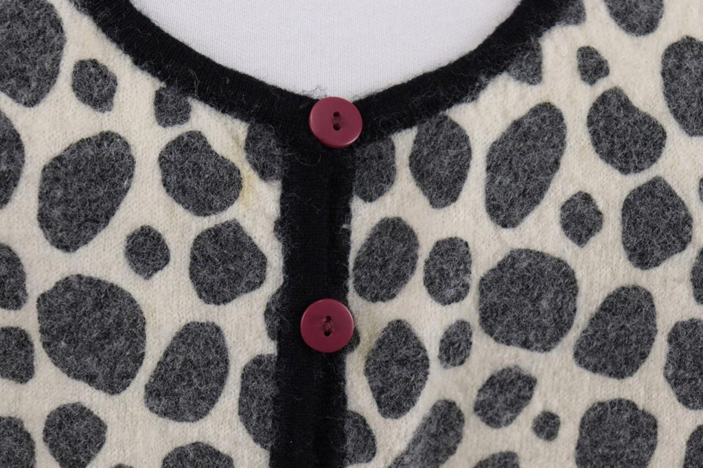 GUDRUN SJODEN Beige Leopard Print Wool Knit Vest Cardigan – Size L