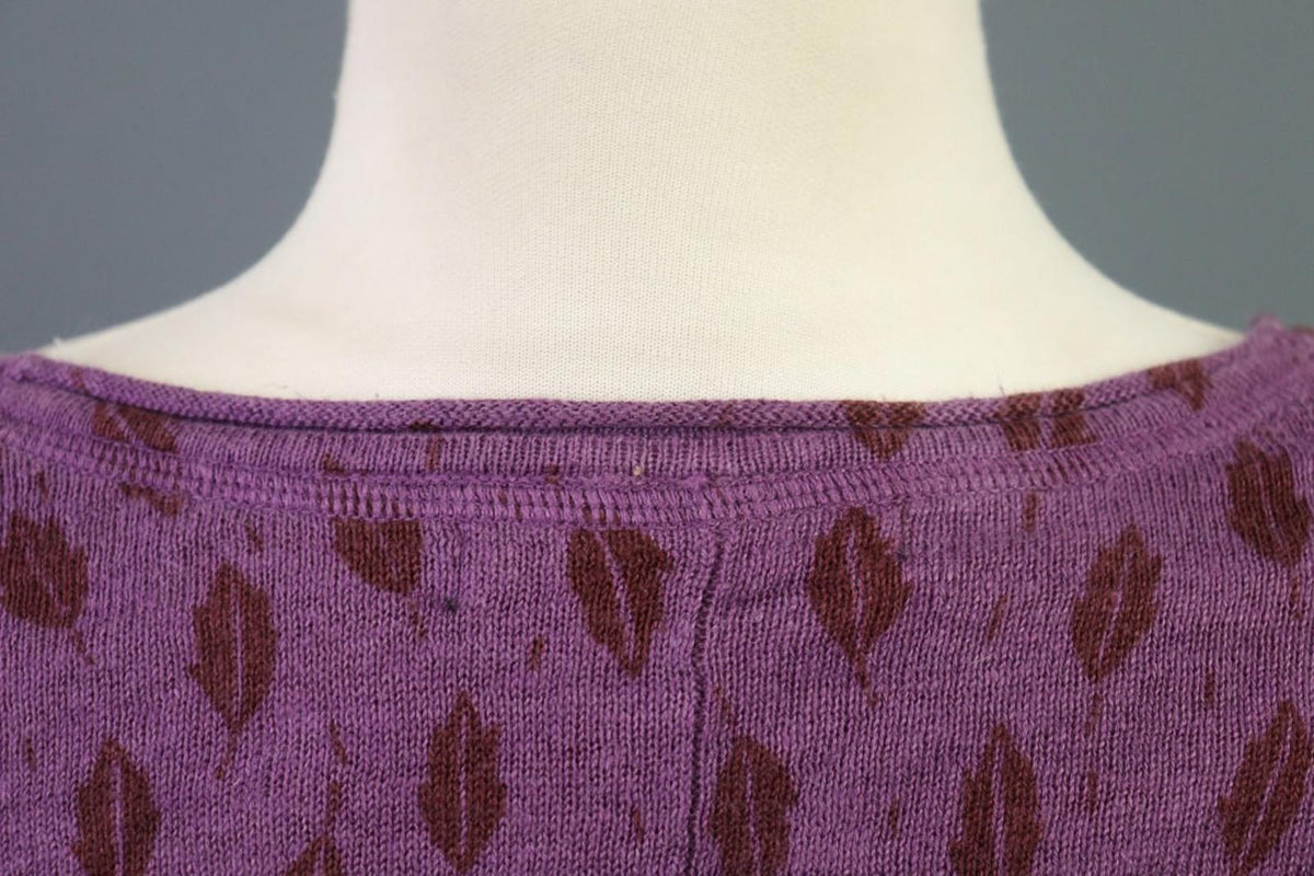 GUDRUN SJODEN Purple 100%Linen Round Neck Short Sleeve Sweater Dress – Size S
