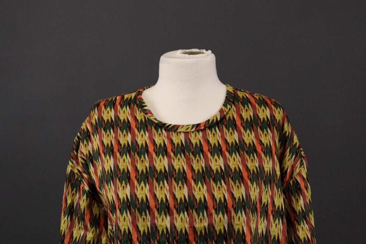 ISABEL MARANT ETOILE Multicolor Abstract Long Sleeve Blouson Top Shirt – Size 38