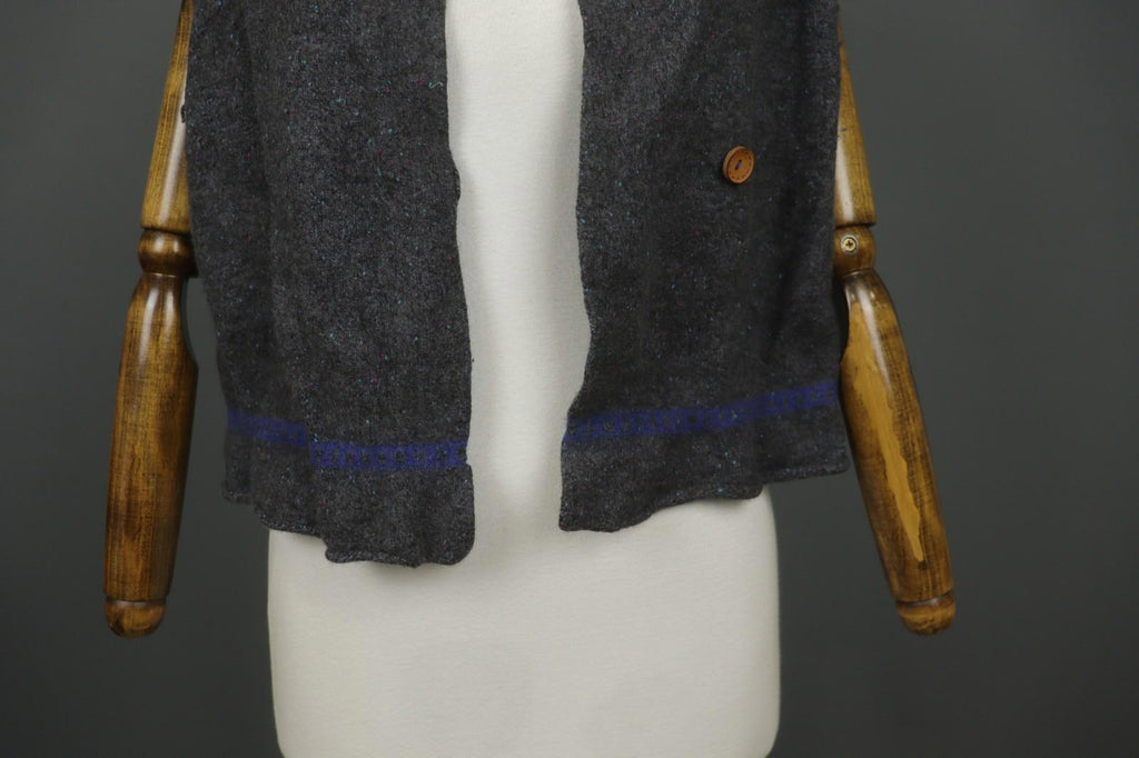 GUDRUN SJODEN Charcoal Gray Wool Sleeveless Button Front Cardigan Sweater – Size L