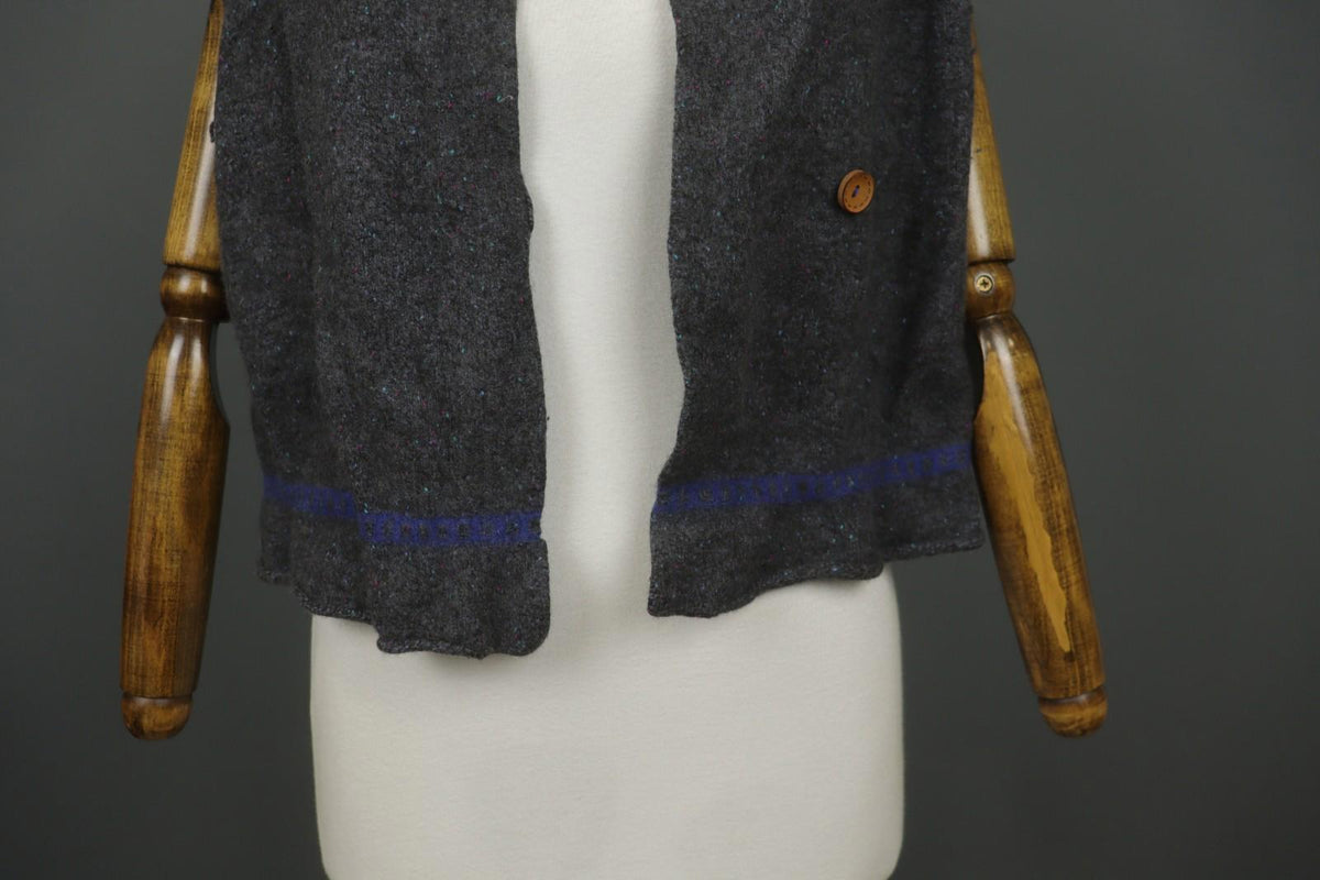 GUDRUN SJODEN Charcoal Gray Wool Sleeveless Button Front Cardigan Sweater – Size L