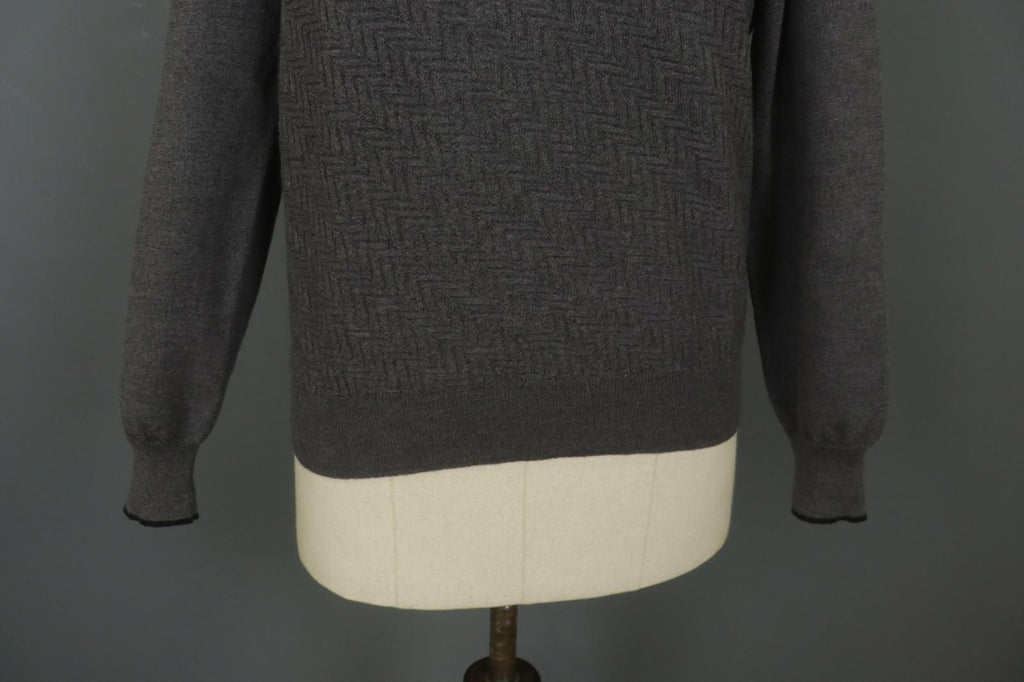 ROBERTO CAVALLI Gray Wool Knitted Raglan Sleeve Crew Neck Pullover Sweater Sz M