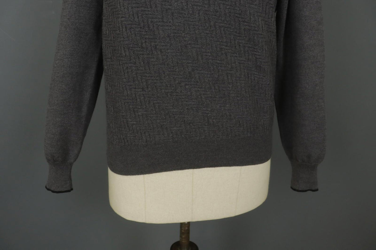 ROBERTO CAVALLI Gray Wool Knitted Raglan Sleeve Crew Neck Pullover Sweater Sz M