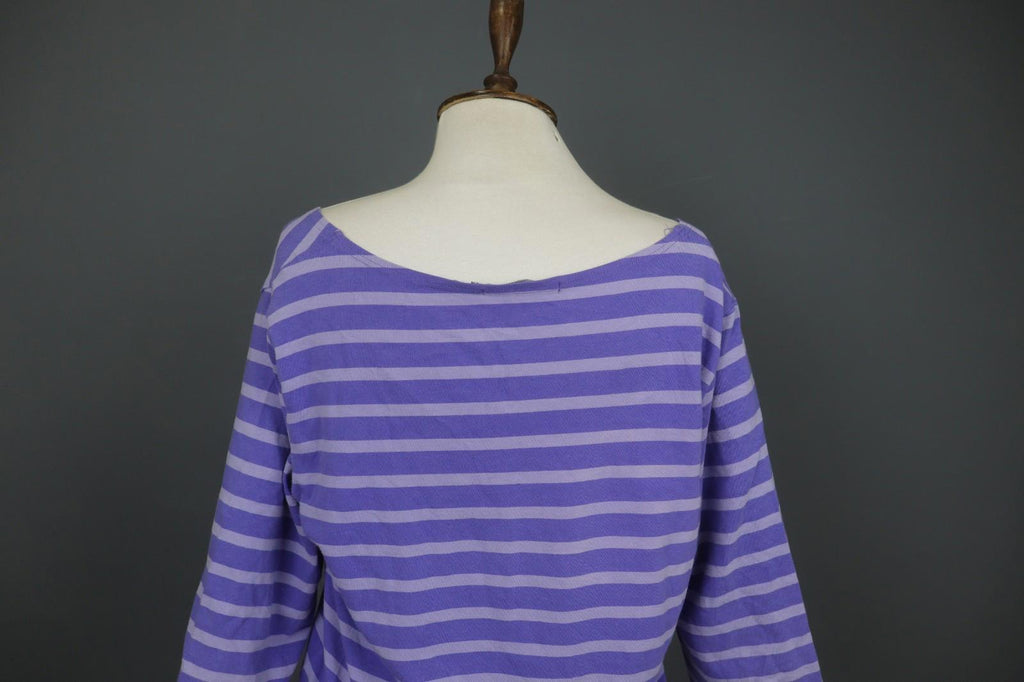 GUDRUN SJODEN Multi Stripe Cotton Long Sleeve Round Neck Pullover Tunic Top Sz L