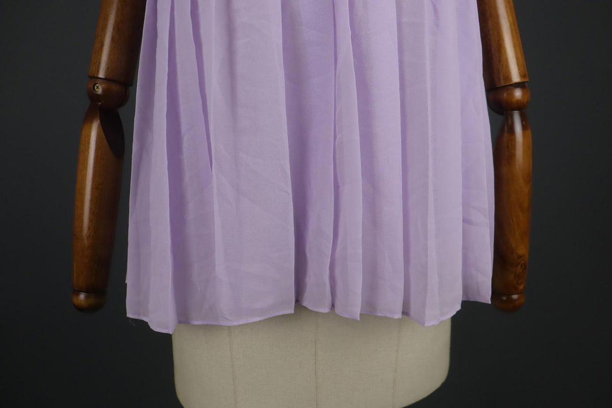 CLAUDIE PIERLOT Pink V-Neck Short Sleeve Pullover Pleated Blouse Top – Size S / M